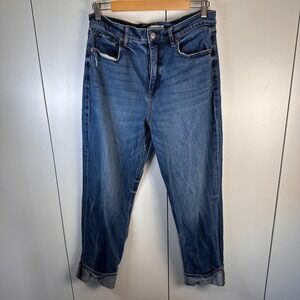 Loft The Straight Jeans Women's Size 30/10 Blue Denim Distressed Cuffed Casual